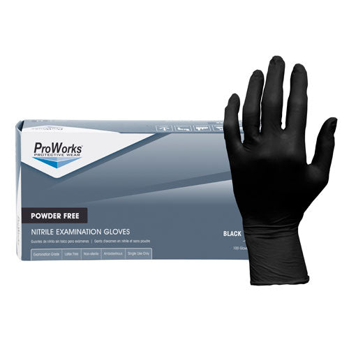 Pro Works Black Nitrile Exam Gloves (Adenna)
