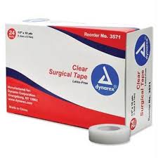 Clear Surgical Tape 1/2" x 10yds- Box of 24 Rolls